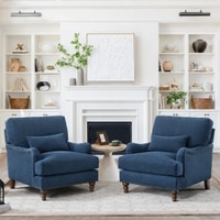 Dexter Boucle Fabric Lounge Chair in Blue Colour