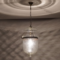 Nolan Diamond Cut Ceiling Pendant Light In Clear & Brass Finish