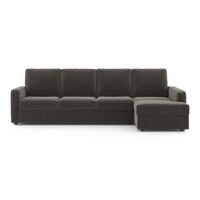 Apollo Compact Sofa (Colour : Smoke, Cushion : Soft, Back Type : High Back, Seating Capacity : Right Aligned 3 Seater + Right Aligned Chaise)