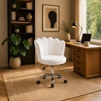 Doe Buck Preglo White Velvet Upholstered Swivel Office Chair