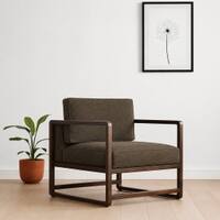 Aura Boucle Fabric Arm Chair in Brown Colour
