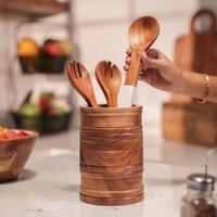 Ireka Home Kitchen Keeper Wooden Utensils Holder – Cutlery Organizer (11 x 18 cm)