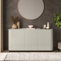 Dorian Engineered Wood Sideboard With Ceramic Top In Taupe High Gloss Finish
