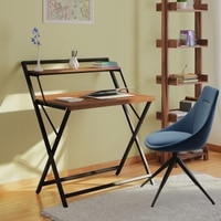 Bruno Solid Wood Study Table in Amber Walnut Finish