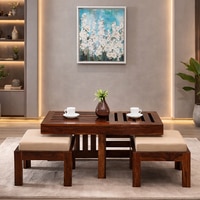 Morris Nesting Coffee Table with Seating in Beige Fabric