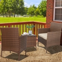 Carry Bird Wicker Patio Furniture Outdoor Balcony Chairs In Brown And Beige Colour