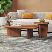 Kaya Solid Wood Side Table in Amber Walnut Finish