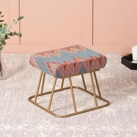 Crest Jacquard Metallic Stool in Blue Color