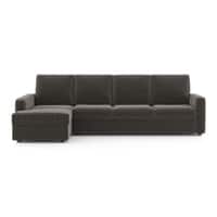 Apollo Compact Sofa (Colour : Smoke, Cushion : Hard, Back Type : High Back, Seating Capacity : Left Aligned 3 Seater + Left Aligned Chaise)