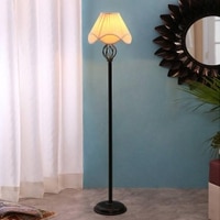 Arniela Black Cotton Shade Floor Lamp