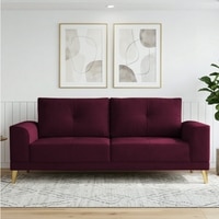 Nency Velvet 3 seater Sofa Red wine