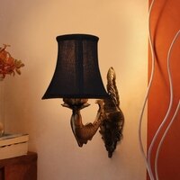 Devansh Gold Antique Wall Mounted Lamp With Black  Cotton Shade