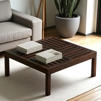 Sydney Sheesham Wood Contemporary Square Coffee Table In Dark Walnut Finish