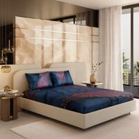Stoa Paris 300TC UltrSatin King Bedsheet Set Satin King Indigo, Purple Gold