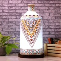 Finesse Glass Hand Painted Shade Table Lamp  with Wooden Base