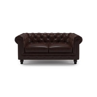 Winchester 2 Seater Half Leather Sofa in Chocolate Colour