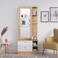 Hexa Red Wooden Dressing Table in Giant Wood and Frosty White Colour