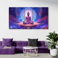The Castle Decor Lord Buddha Meditation Wall Painting Wooden Framed 27x48 Inch (Style 16)