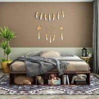 Unicorn Sheesham Wood Queen Size Bed Box Storage Storage Provincial Teak Finish (60 x 78 inches)