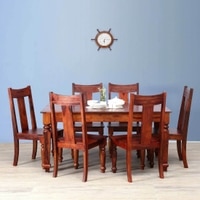 Holand Sheesham Wood 6 Seater Dining Set In Honey Oak Finish