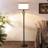 Pascal Multicolour Fabric Floor Lamp with Black Iron Base