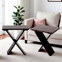 Darcy Solid Wood Side Table in Dark Mahogany Finish - Set of 2