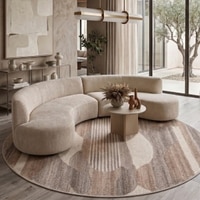 Handmade Round Wool Rug Modern Minimalist Beige 10 Feet Carpet