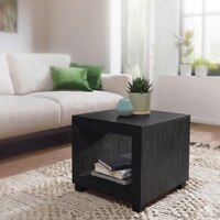 Geeta Solid Wood Side Table in Black Finish
