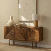 Carlem Solid Mango Wood Sideboard with 4 Door in Natural Finish