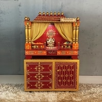 D'Dass Multi Color Mdf and Sheesham  Wall Hanging Wooden Temple For Pooja