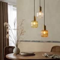 Chi Cluster Glass Hanging Lamp of 3 in Gold Finish