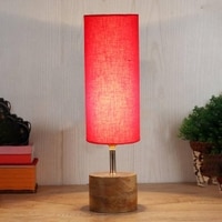 Millie Red cotton & solid wood table lamp