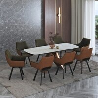 Aeris Ceramic 6 to 8 Seater Extendable Dining Table With Set of 3  Casey Dining Chair