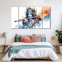 The Castle Decor Krishna Ji Wall Painting Wooden Framed 27x48 Inch (Style 9)
