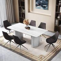 Nova Faux Marble 6 Seater Dining Table With Set Of 6 Doris Swivel Chairs