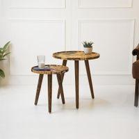 Crushing on Coffee Round Nesting Tables with Wooden Legs, Side Tables, Wooden Tables, Living Room Decor by A Tiny Mistake