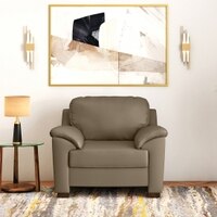 Farina 1 Seater Half Leather Sofa In Dark Truffle Italian Leather