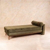 Solace Solid Wood Day Bed with Arm in Green Colour