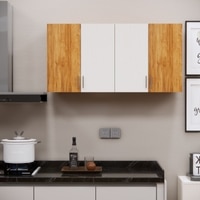 4 Doors Modular Wall Mounted Kitchen Cabinet With Adjustable Shelf In Highland Pine Finish
