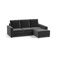 Apollo Compact Sofa (Colour : Pebble Grey, Cushion : Soft, Back Type : High Back, Seating Capacity : Right Aligned 2 Seater + Right Aligned Chaise + Ottoman)