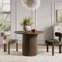 Velin Round Solid Mango Wood Pedestal Dining Table Silver Oak