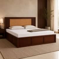 Aaranya Solid Wood Comfort King Bed Hydraulic Storage Provincial Teak Finish Mattress 72 x 78 Inches