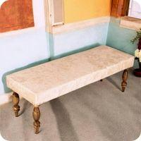 Cairo Soild Wood Bench In Velvet Cream Fabric