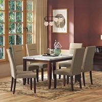 Matteo Stone 6 Seater Dining Table In Dark Walnut Finish