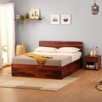 Sleepyhead Bed Gs | Premium Solid Sheesham Wood Queen Size Bed With Box Storage (Honey Brown)
