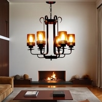 Eliante Mild Steel 6-Light Chandelier, Modern Metal Hanging Ceiling Light Fixture For Living Room