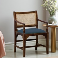 Provincial Cane & Suede Blue Accent Chair