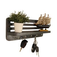 Regus Wooden Wall Shelf Organiser With Key Holders