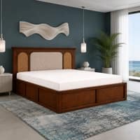 Virasat Solid Wood Compact Queen Bed Box Storage Provincial Teak Finish Mattress 60 x 72 Inches