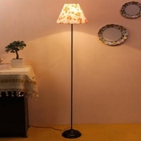 Basil Multicolour Fabric Floor Lamp with Black Iron Base